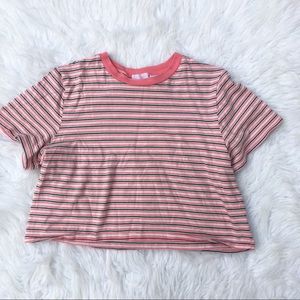 Cooperative Striped Short Sleeve Crop Top